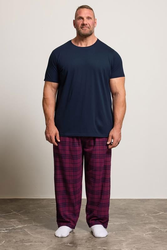 BadRhino Big & Tall Navy Blue Check Pyjama Set