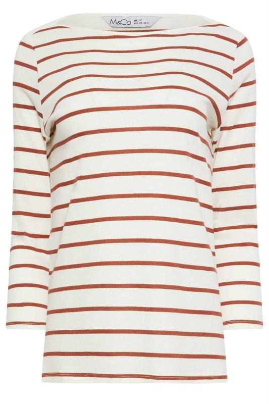 M&Co Ivory White & Brown Stripe Cotton Top | M&Co 4