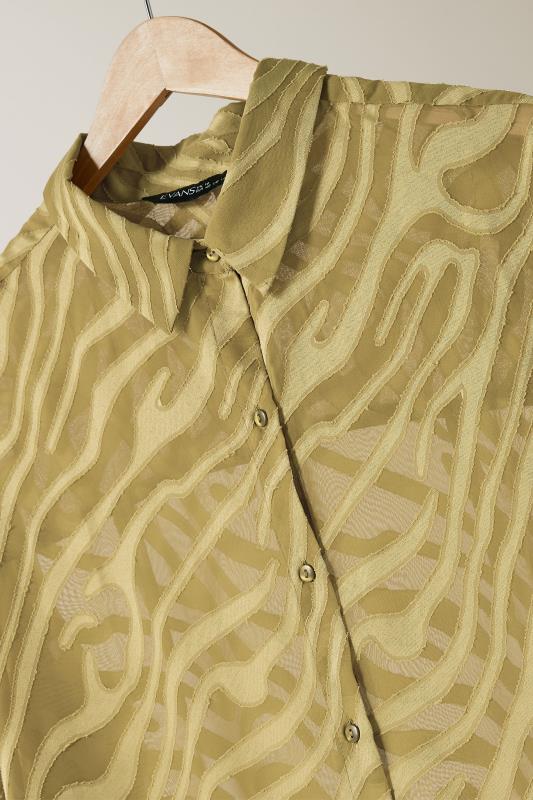 EVANS Plus Size Green Zebra Burnout Shirt | Yours Clothing 7