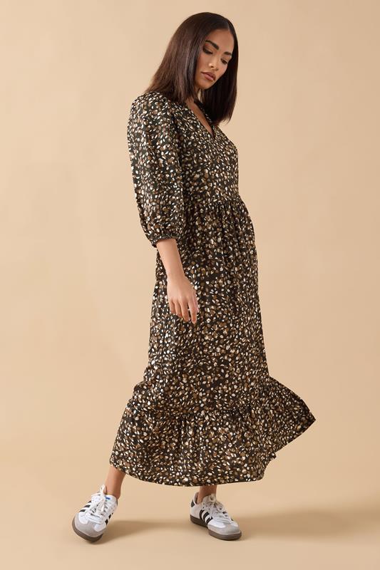PixieGirl Petite Women's Brown Animal Collar Maxi Dress | PixieGirl 1