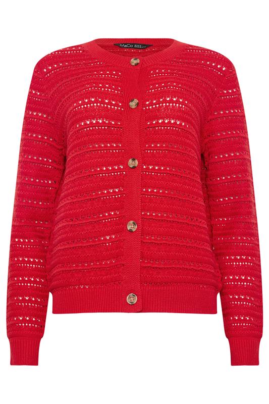 M&Co Red Crew Neck Crochet Cardigan | M&Co 5