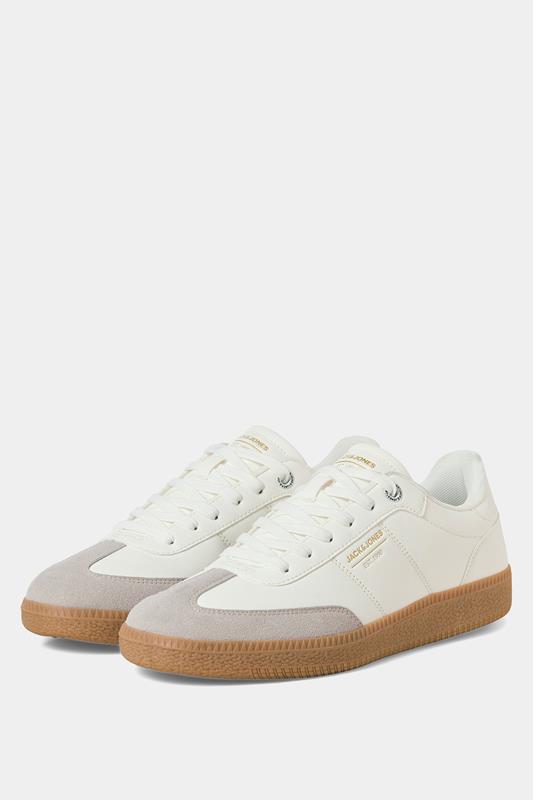 JACK & JONES Big & Tall White & Brown PU Lace Up Trainers