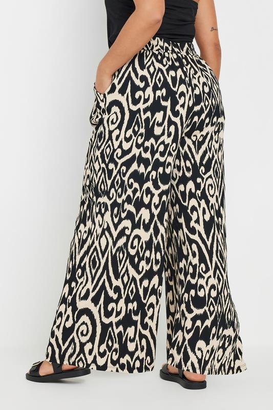 YOURS Plus Size Black Textured Abstract Print Wide Leg Trousers | Yours Clothing 2