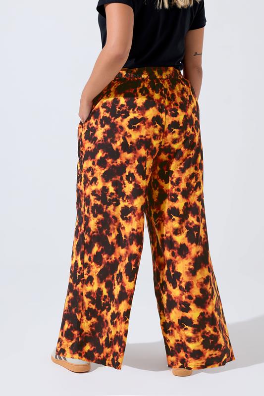 LIMITED COLLECTION Plus Size Orange Tortoise Shell Wide Leg Trousers | Yours Clothing 2