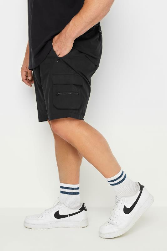 BadRhino Big & Tall Black Crinkle Nylon Cargo Shorts | BadRhino 1