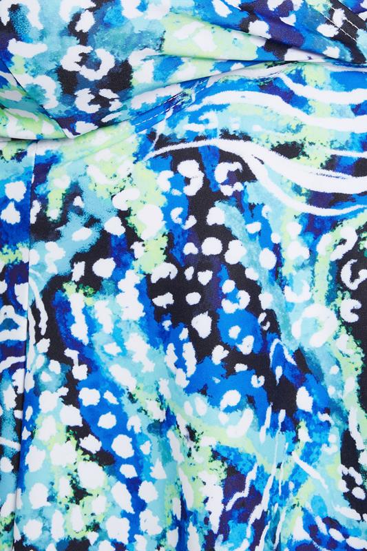 YOURS Plus Size Blue Animal Print Wrap Tankini Top | Yours Clothing 8