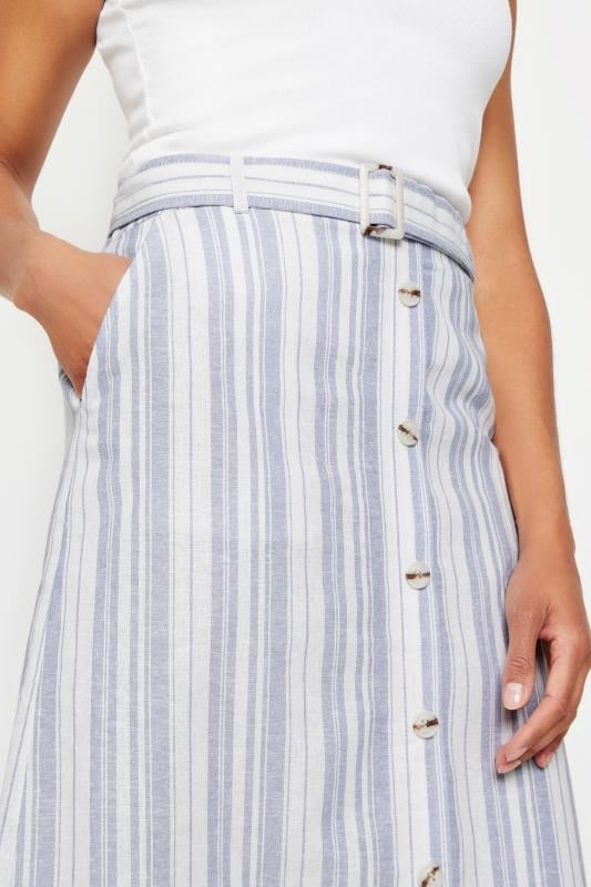 M&Co Blue & White Striped Belted Skirt | M&Co 4