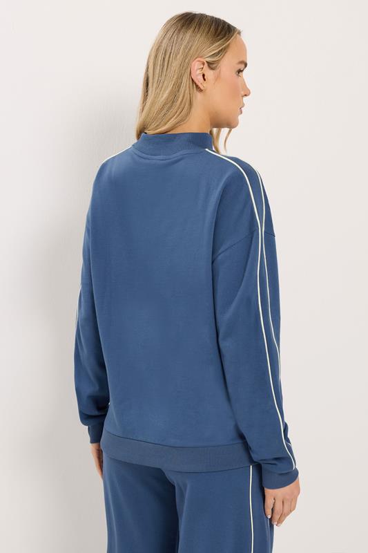 LTS Tall Women's Blue Piped High Neck Sweatshirt | Long Tall Sally 4