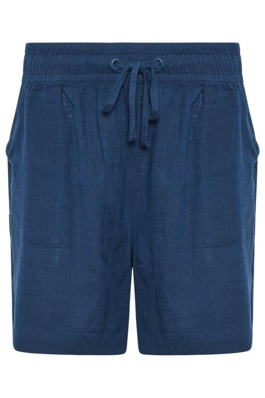 M&Co Navy Blue Linen Drawstring Shorts | M&Co 5