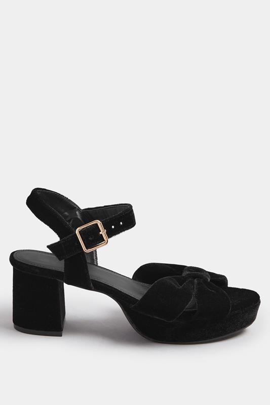 Black Velvet Bow Strap Platform Heels In Extra Wide Fit | Yours Clothing 2