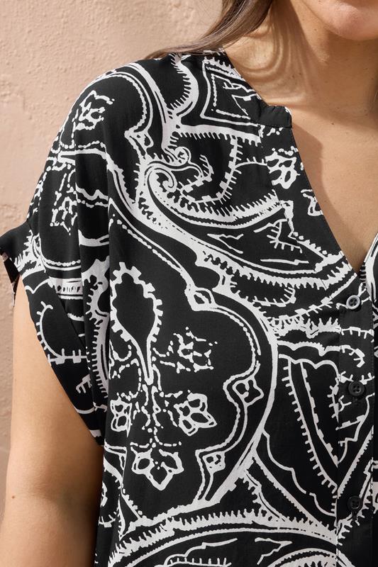 EVANS Plus Size Black Paisley Print Modal Shirt | Evans 6