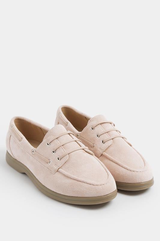 Pink Faux Suede Loafers In Extra Wide EEE Fit