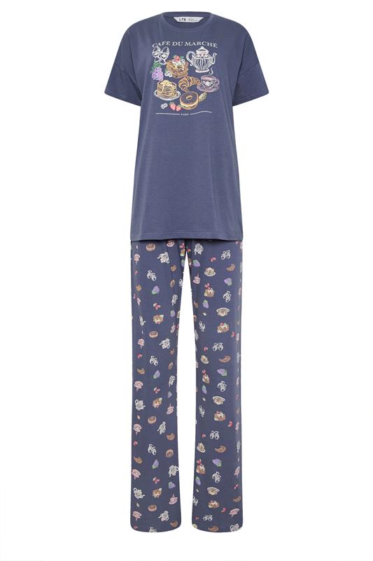 LTS Tall Women's Charcoal Grey Breakfast Graphic Cotton Pyjama Set | Long Tall Sally 5