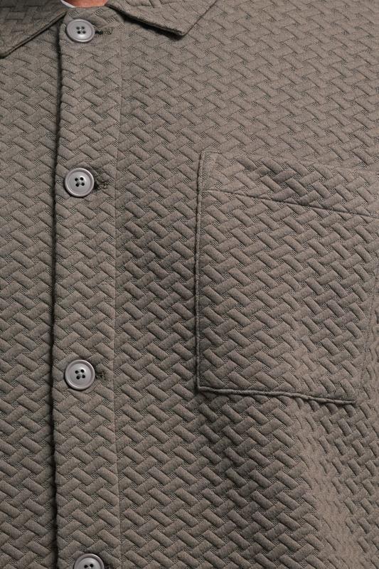 BadRhino Big & Tall Beige Brown Jersey Textured Overshirt | BadRhino 5