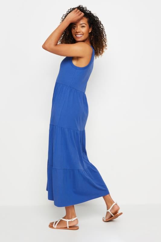M&Co Cobalt Blue Sleeveless Tiered Cotton Maxi Dress | M&Co 3