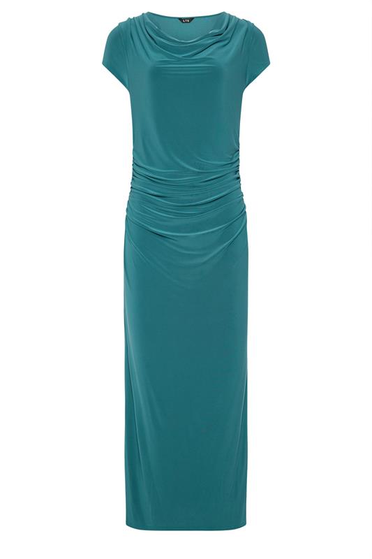 LTS Tall Women's Teal Blue Cowl Neck Maxi Dress | Long Tall Sally 4