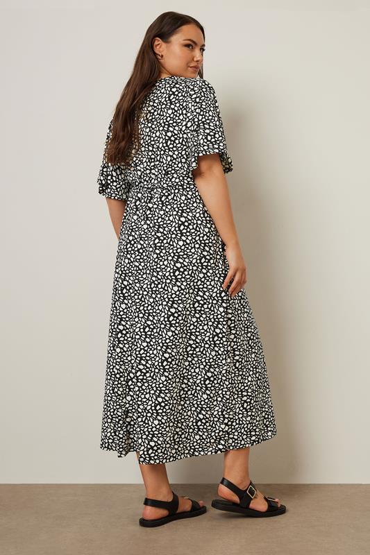 YOURS Plus Size Black Abstract Print Wrap Maxi Dress | Yours Clothing 4