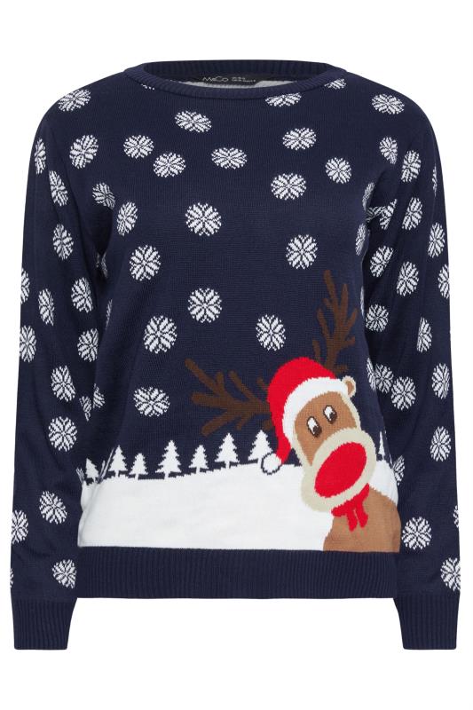 M&Co Petite Navy Blue Reindeer Christmas Jumper | M&Co 5