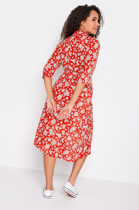 M&Co Red Floral Print Button Through Midi Dress | M&Co 3