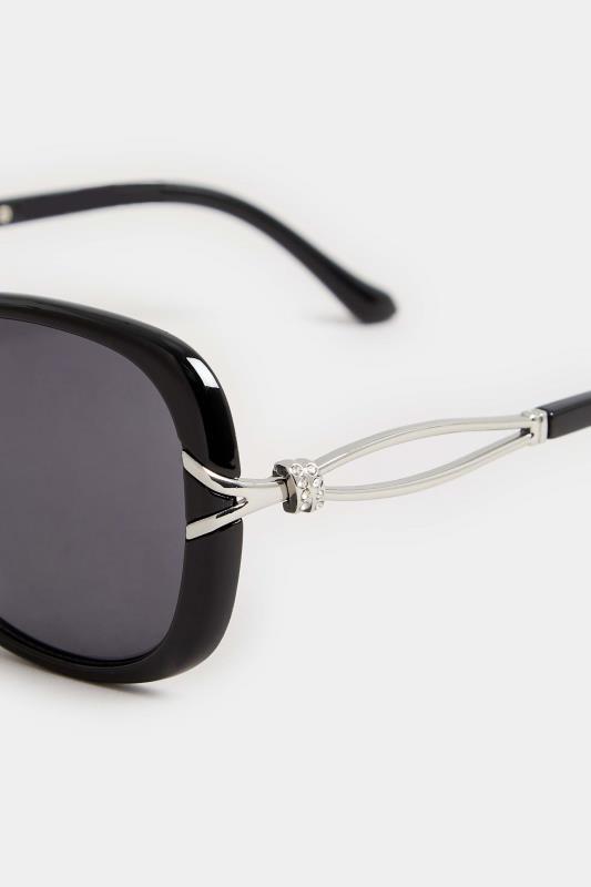Black Oversized Diamante Knot Sunglasses | Yours Clothing 3