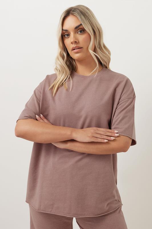 YOURS Plus Size Pink Acid Wash Oversized Sweat T-Shirt | Yours Clothing 1