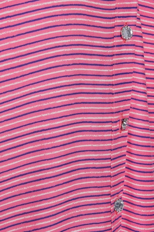 M&Co Women's Pink Stripe Grown On Sleeve Top | M&Co 5