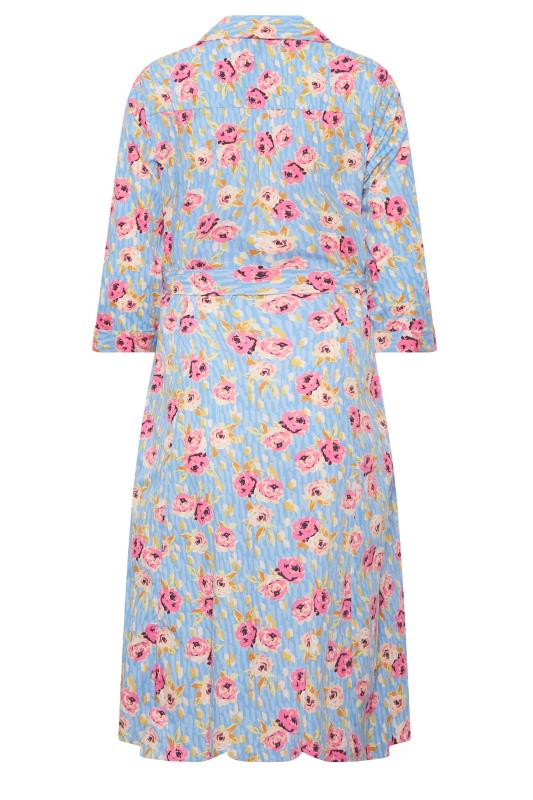 M&Co Blue Floral Print Tie Waist Shirt Dress | M&Co 7