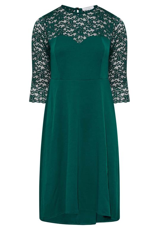 YOURS LONDON Plus Size Emerald Green Lace Sweetheart Midi Dress | Yours Clothing 7