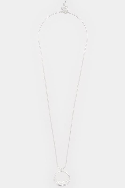  Yours Silver Tone Crescent Pendant Long Necklace