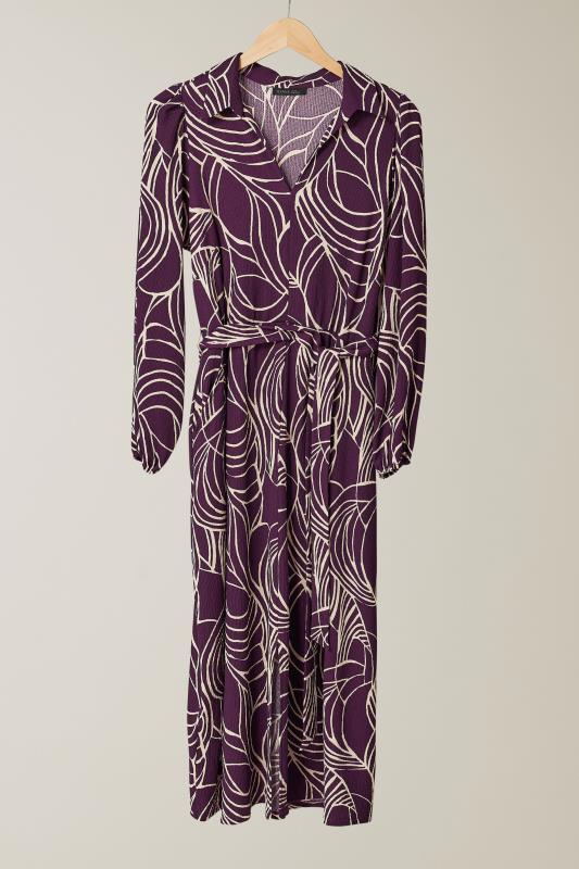 EVANS Plus Size Purple Linear Print Belted Shirt Dress | Yours Clothing 5