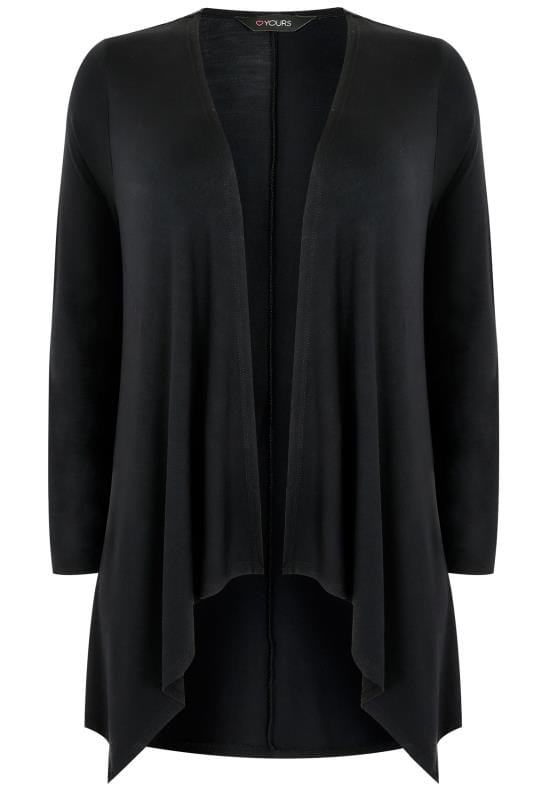 YOURS Plus Size Black Edge To Edge Waterfall Jersey Cardigan | Yours Clothing 5