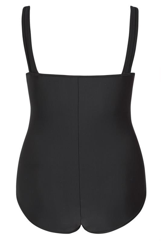 Plus Size Black Ruched Mesh Tummy Control Swimsuit  | Yours Clothing 6