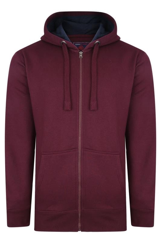 KAM Big & Tall Burgundy Zip Through Hoodie | BadRhino 2