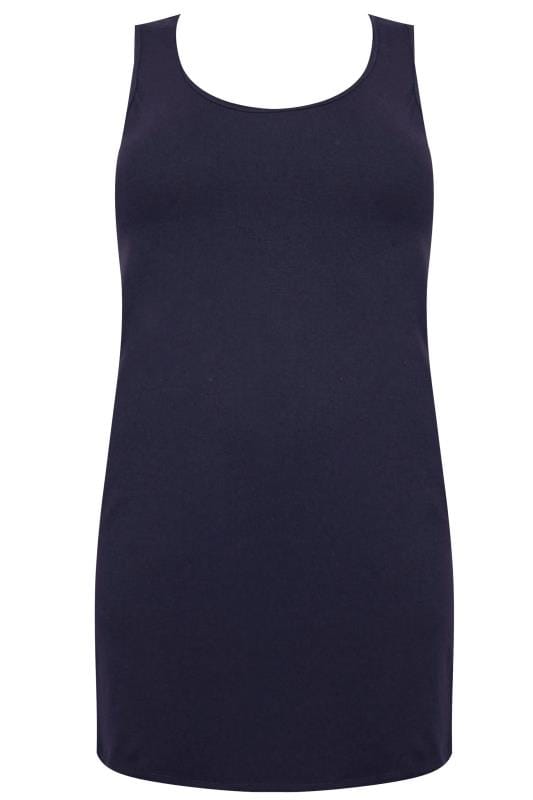Plus Size Navy Blue Longline Vest Top | Yours Clothing 5