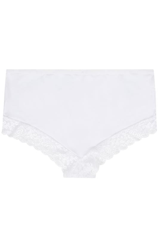 Plus Size White Lace Trim High Leg Knickers | Yours Clothing 4