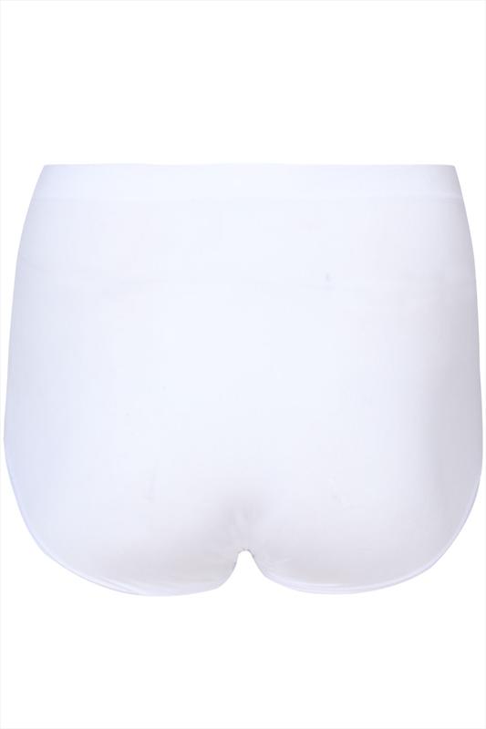 Plus Size White Seamless Light Control High Waisted Full Briefs | Yours Clothing 5