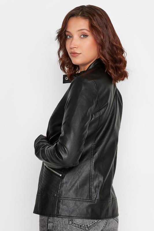 LTS Tall Black Women's Collarless Faux Leather Jacket | Long Tall Sally 4