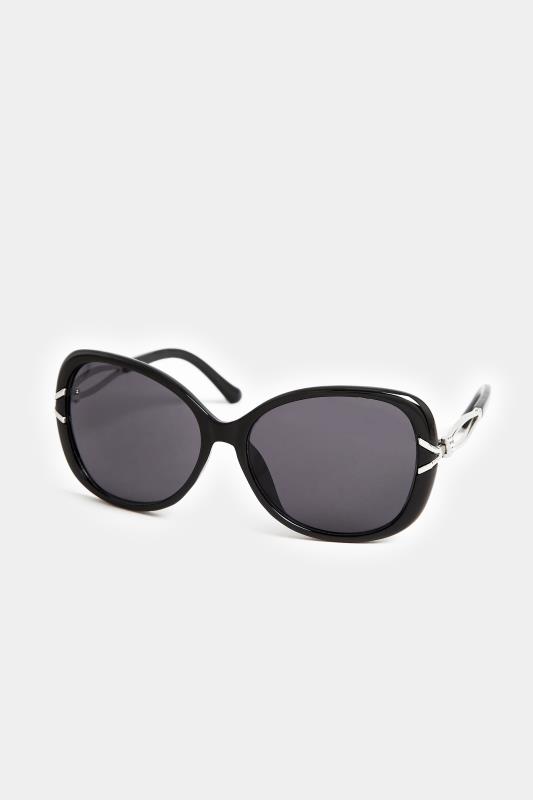 Black Oversized Diamante Knot Sunglasses | Yours Clothing 1
