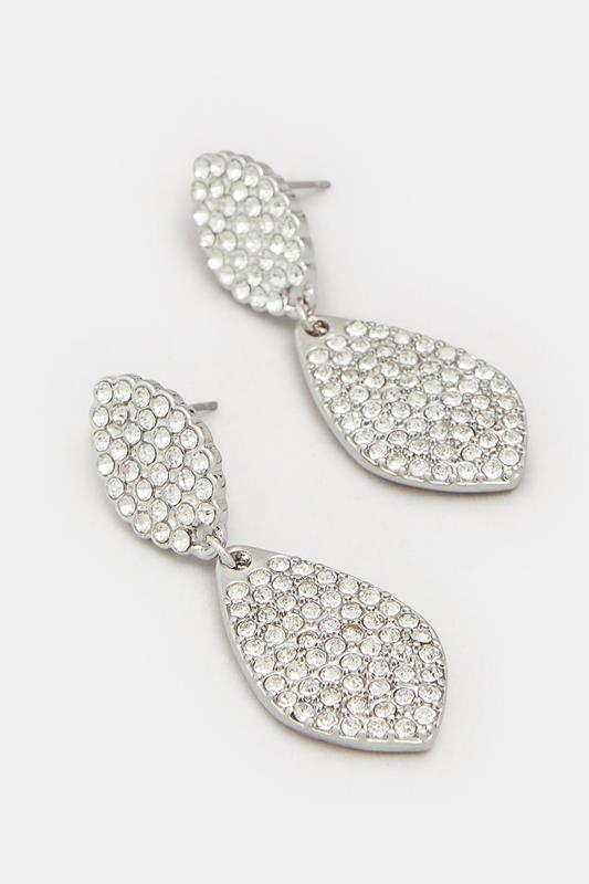 Silver Tone Diamante Double Drop Earrings | Yours Clothing 2