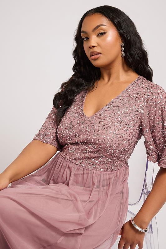 LUXE Plus Size Pink Embellished Maxi Dress | Yours Clothing 1