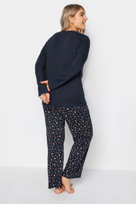 M&Co Navy Blue Cotton 'Good Night' Fox Print Wide Leg Pyjama Set | M&Co 5