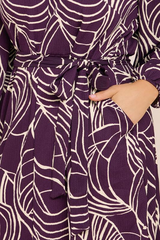 EVANS Plus Size Purple Linear Print Belted Shirt Dress | Yours Clothing 4