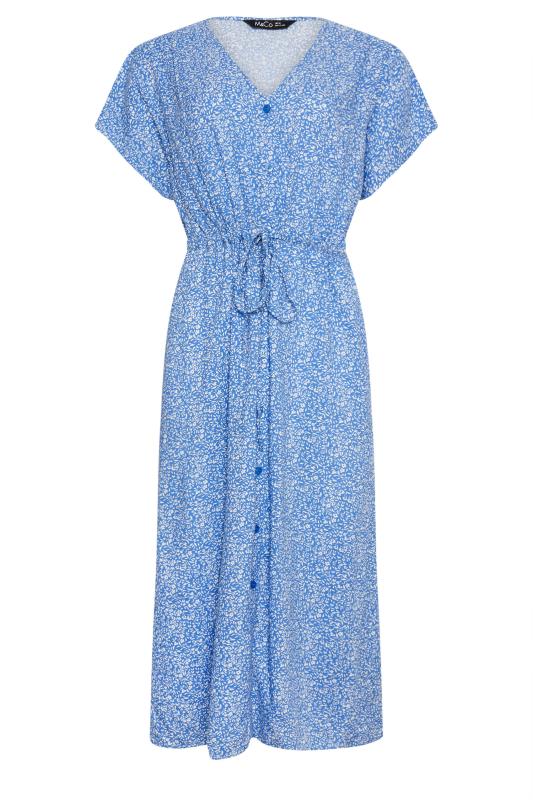 M&Co Blue Ditsy Floral Tie Waist Dress | M&Co 5