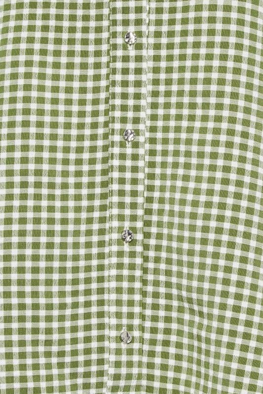M&Co Khaki Green Gingham Short Sleeve Shirt | M&Co 5