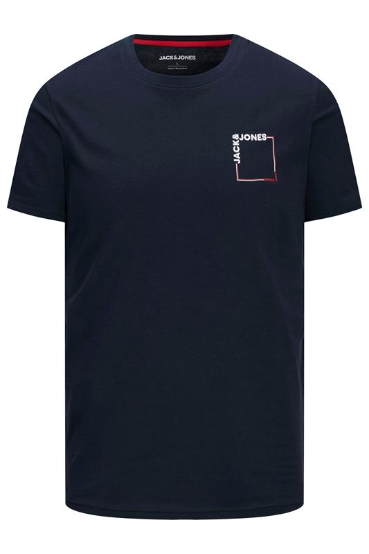JACK & JONES Big & Tall Navy Blue 'Verner' T-Shirt & Short Set | BadRhino 4