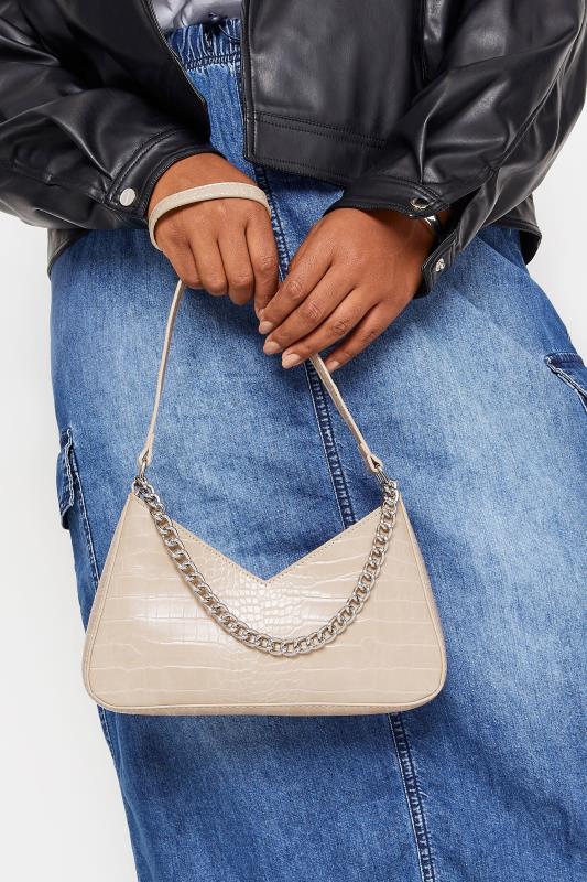  Yours Stone Brown Chain Detail Shoulder Bag