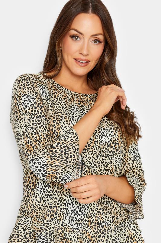 M&Co Brown Leopard Print Frill Hem Cotton Top | M&Co 5