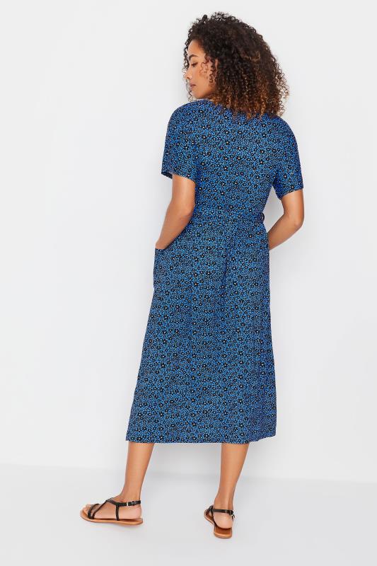 M&Co Blue Floral Print Tie-Waist Dress | M&Co 3