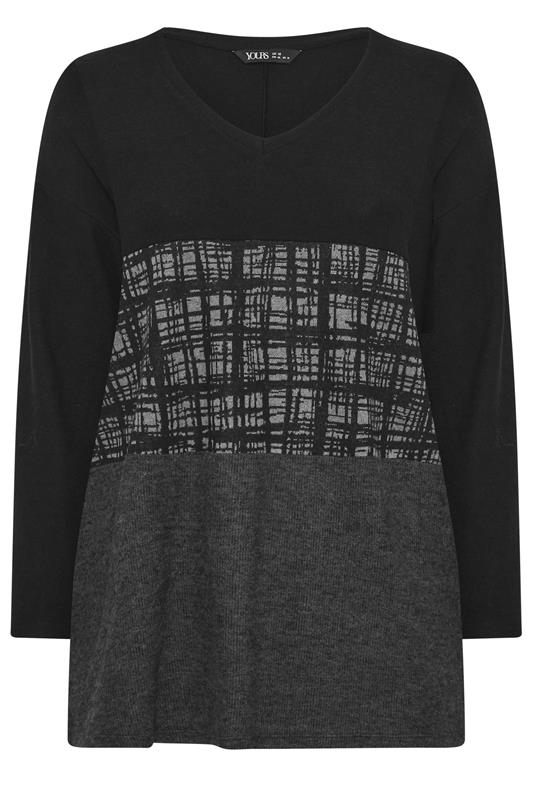 YOURS Plus Size Black Colourblock Soft Touch Top | Yours Clothing 5