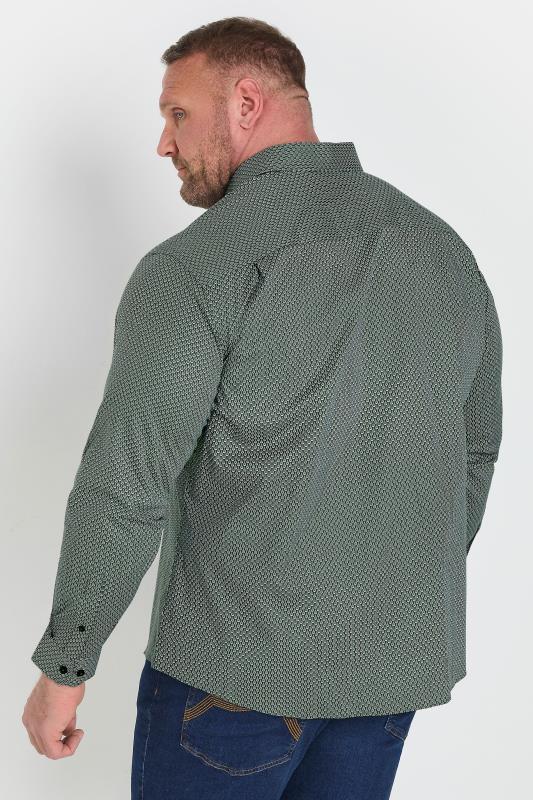 BadRhino Tailoring Big & Tall Green Geometric Print Formal Shirt | BadRhino 4